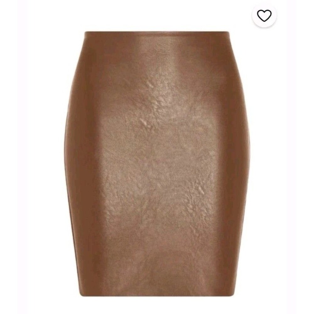 New Commando Brown Faux Leather Mini Skirt Sz XL Feminine Going Out Event Party